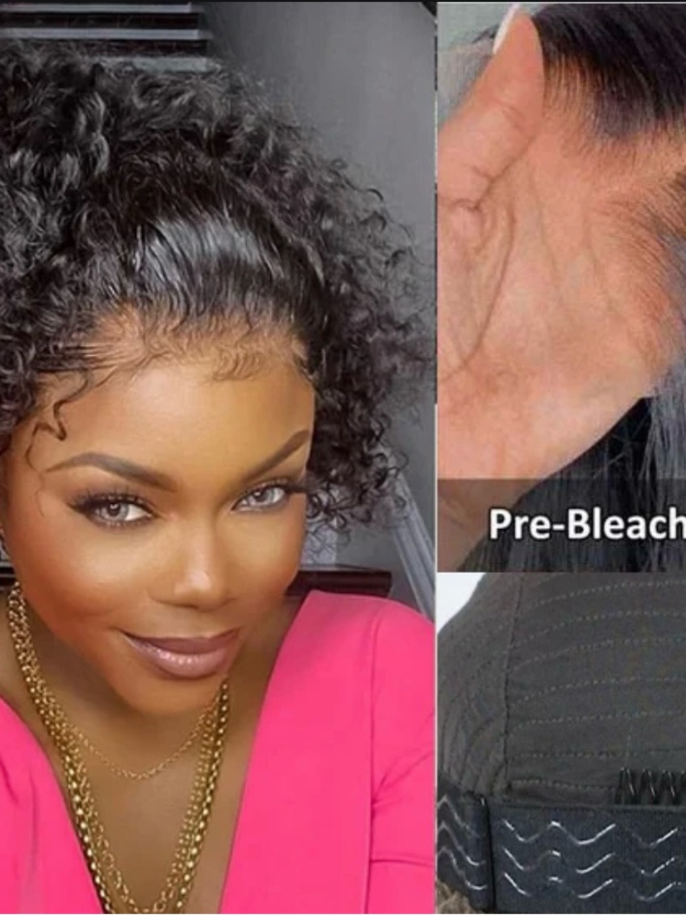 Black Curly Lace Front Wig - Natural Hairline